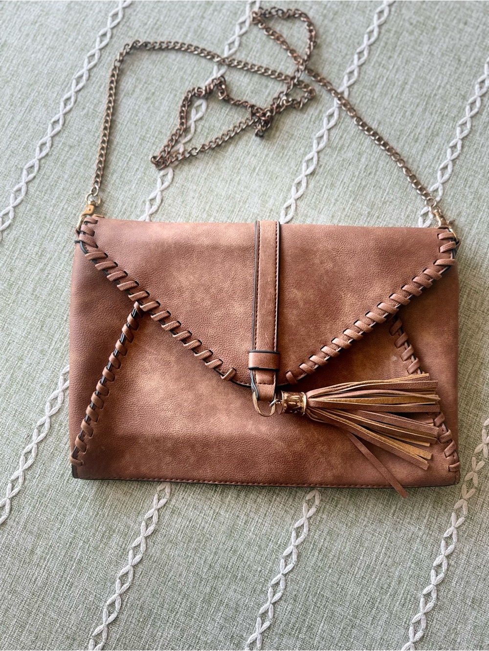 Women’s Brown Tassel Envelope Crossbody Bag